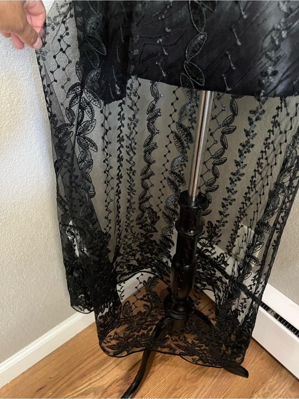 Zara Embroidered Semi-Sheer Tulle Dress Gothic Black Sz Xs NWT - Picture 10 of 14